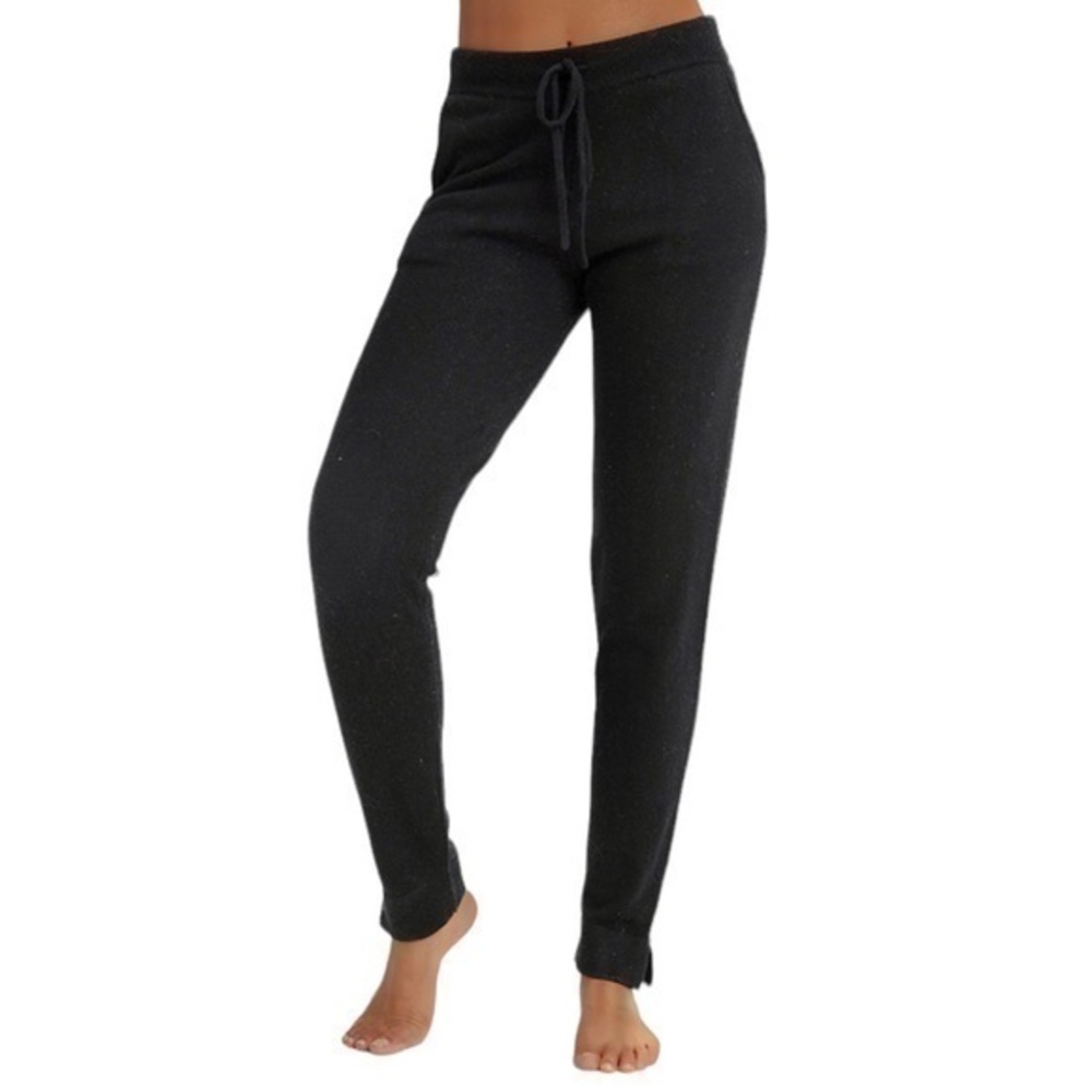 NAP Loungewear‎ Black 100% Cashmere Drawstring Fit-Midi Joggers Sweatpants XL